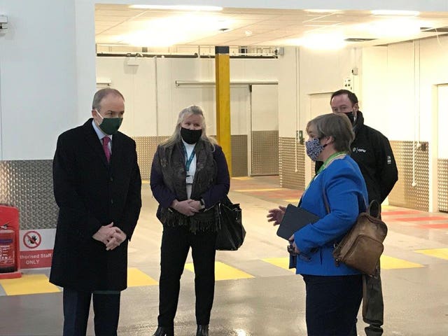 Taoiseach Micheal Martin (left) had Brexit as well as the virus on his mind as he visited Dublin Port in November ((James Ward/PA)