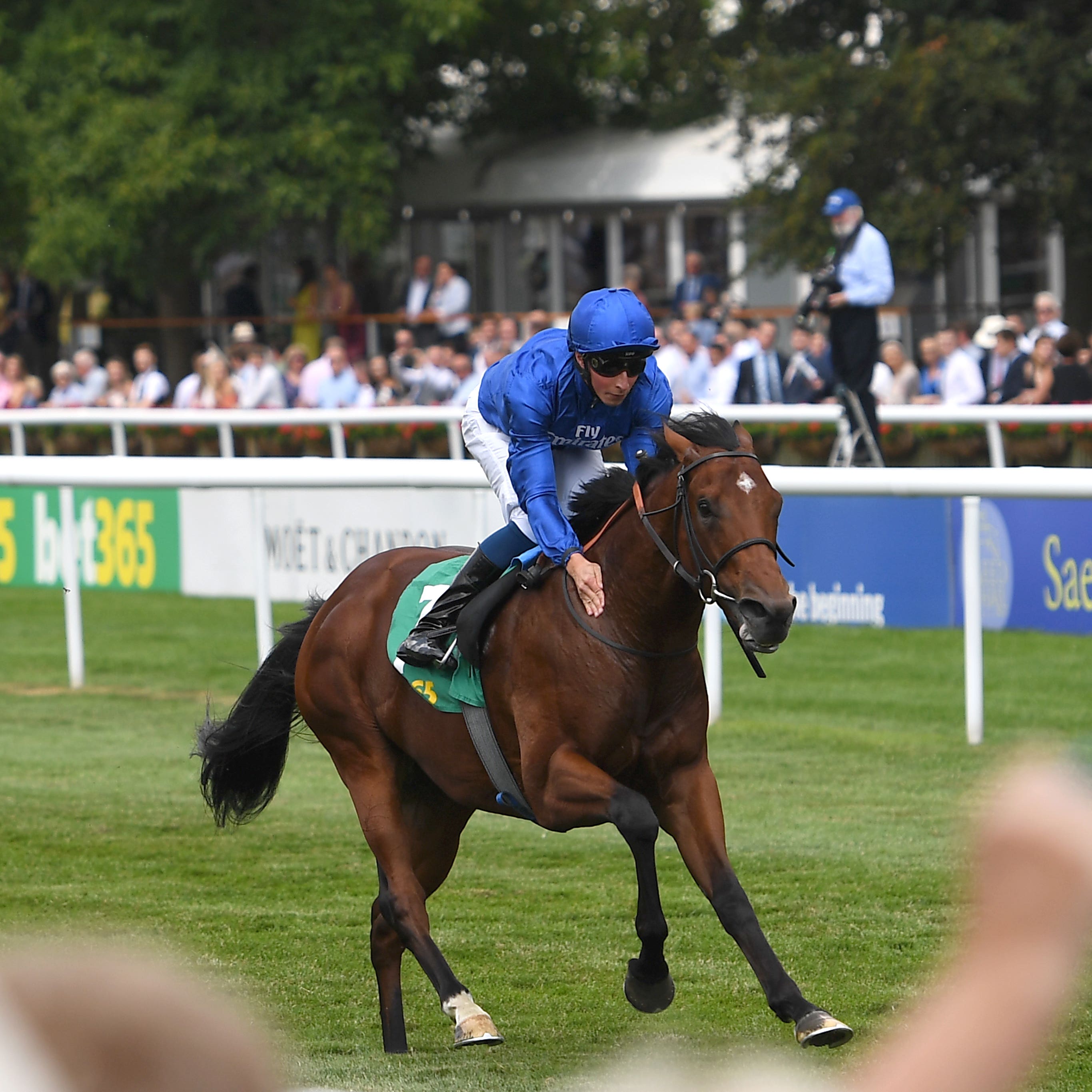 Quorto on his way to winning the Superlative Stakes at Newmarket