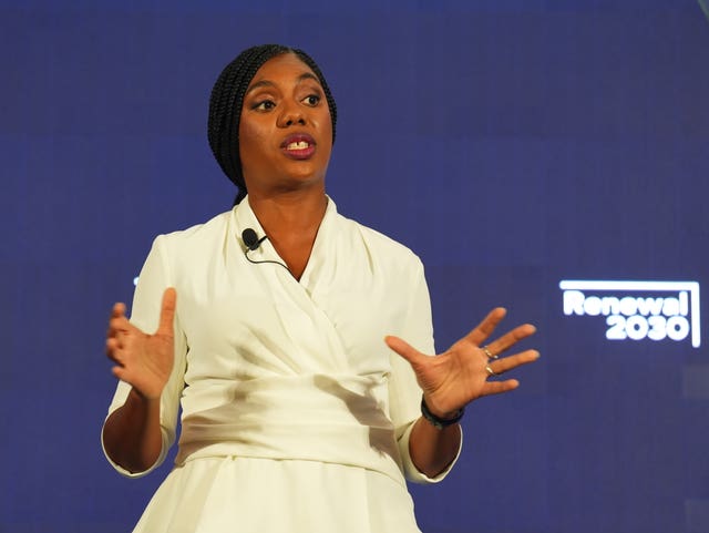 Kemi Badenoch delivers a speech during her Conservative leadership bid