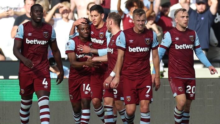 Mohammed Kudus (second left) celebrates scoring West Ham’s late equaliser (Bradley Collyer/PA)
