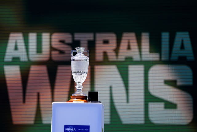 A crystal Ashes trophy