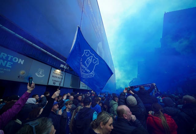 Everton fans outside Goodison Park