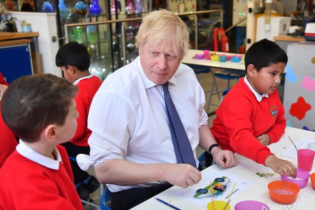Boris Johnson with primary school children