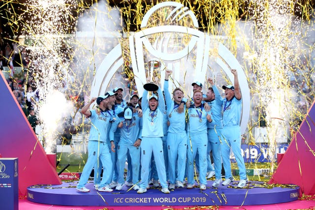England celebrate their World Cup final win over New Zealand at Lord's 