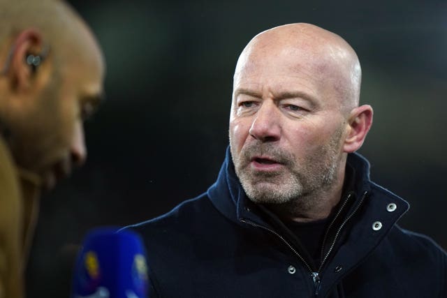 Former England captain Alan Shearer working as a pundit (Joe Giddens/PA)