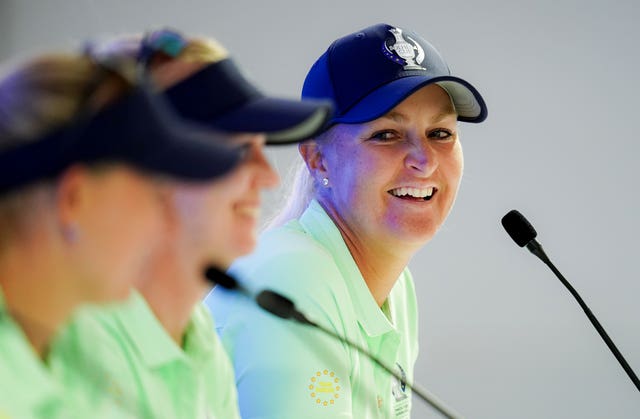 Team Europe’s Anna Nordqvist during a press conference