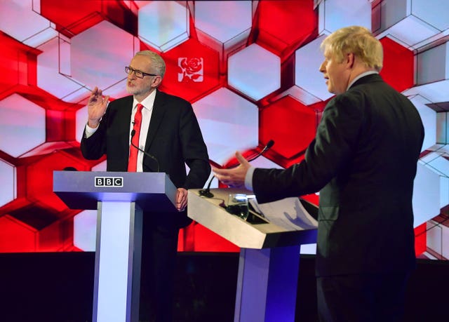 Boris Johnson (right) and Jeremy Corbyn going head to head in the BBC debate in 2019
