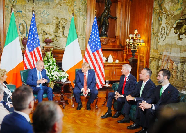 US President Donald Trump during a meeting with Taoiseach Micheál Martin at Farmleigh House, Dublin