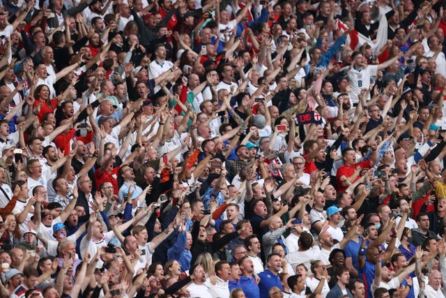 England fans in the stands during the Euro 2020 final 