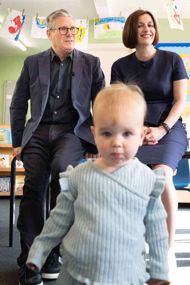 Labour Party leader Sir Keir Starmer and shadow education secretary Bridget Phillipson during a visit to Nursery Hill Primary School, in Nuneaton, Warwickshire, as the Party unveils its plans for childcare