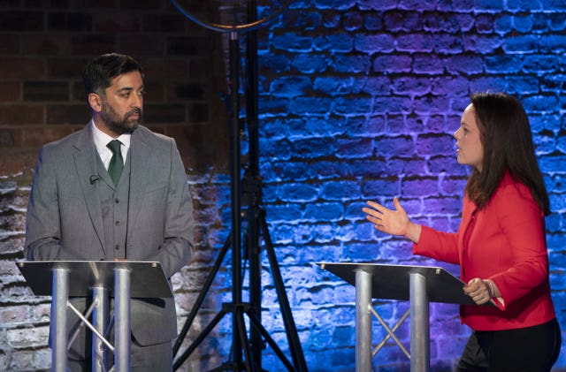 Humza Yousaf and Kate Forbes during the debate