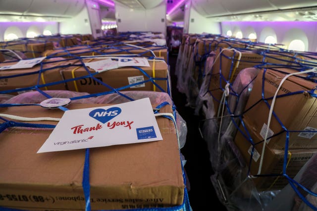 Cargo on the Virgin Atlantic charter flight which landed at Heathrow 