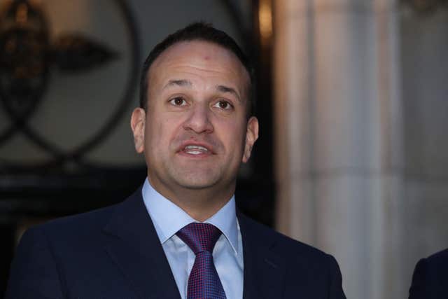 Leo Varadkar speaking outside Stormont House following Brexit talks with Theresa May (Niall Carson/PA)