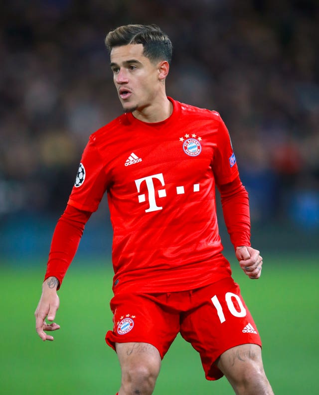 Bayern Munich’s Philippe Coutinho is sidelined with an ankle injury