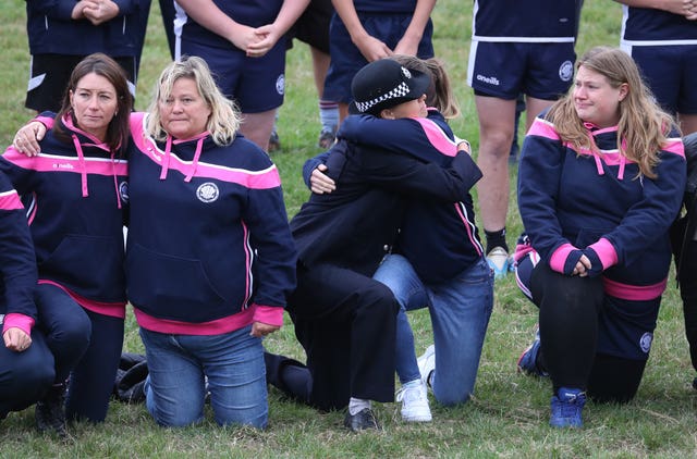 Members of East Grinstead rugby club held a minute's silence in memory of their head coach (Gareth Fuller/PA)