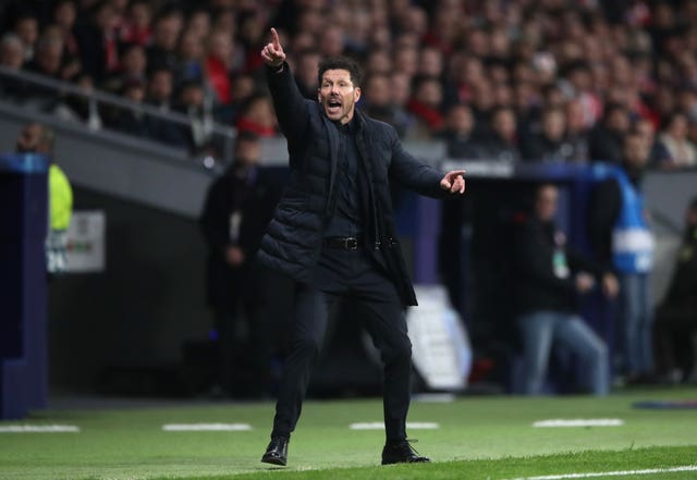 Atletico Madrid manager Diego Simeone was animated on the touchline in the first leg