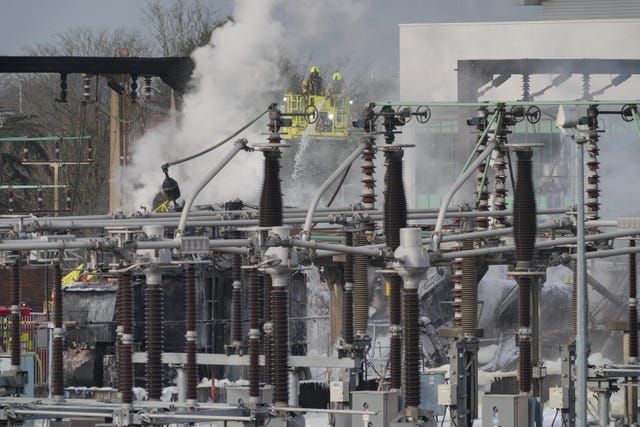 Firefighters at the North Hyde electrical substation which caught fire