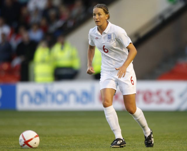 Casey Stoney playing for England