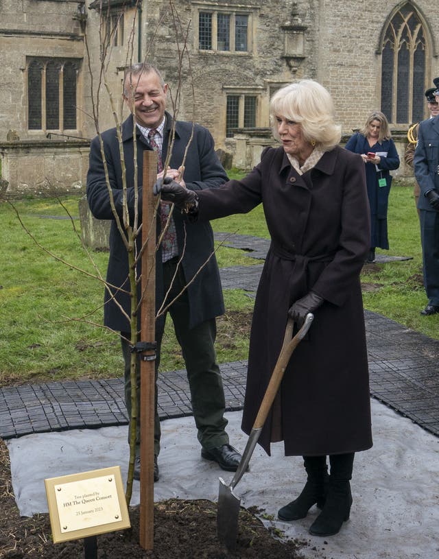 Camilla planted a tree in the churchyard (Arthur Edwards/The Sun/PA)