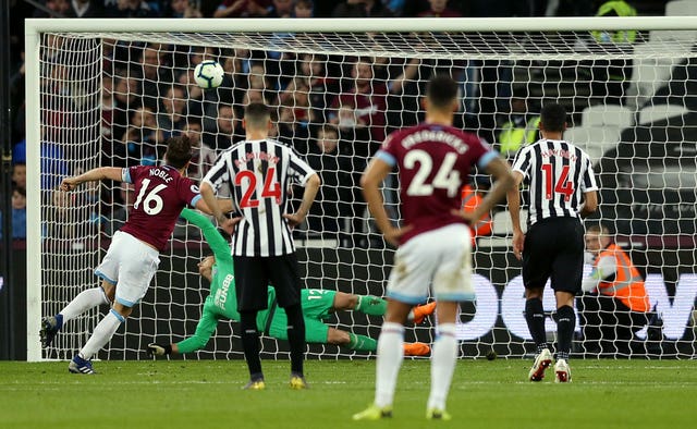 Mark Noble doubled West Ham's lead from the penalty spot