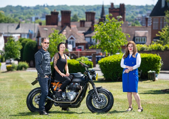 Doctor Sharon Raymond (right) with founders of the Bike Shed motorbike club Dutch and Vikki van Someren