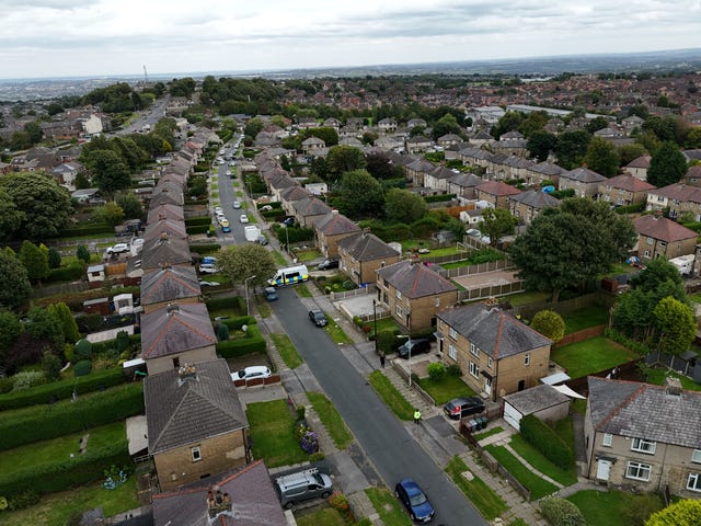 Aerial view of a residential street