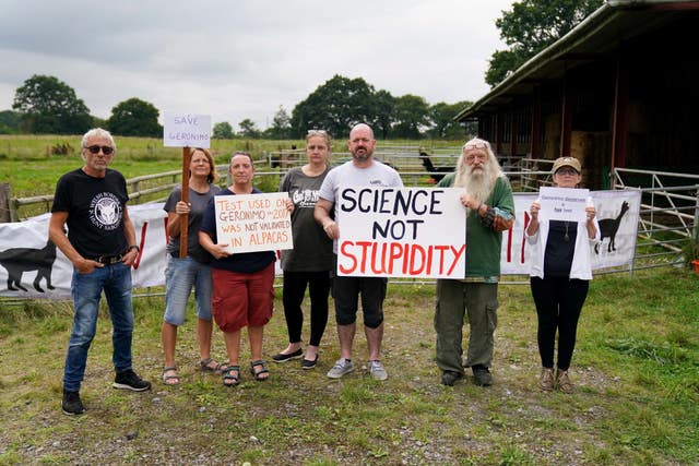 Supporters are camping out at Helen Macdonald's farm in South Gloucestershire (Jacob King/PA)