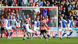 Sheffield United’s Tommy Doyle fires home the winning goal (Nigel French/PA).