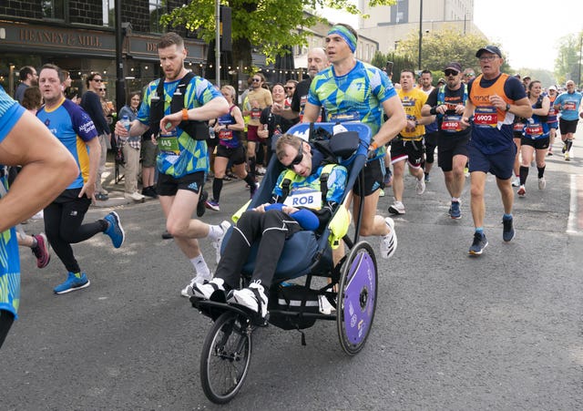 Rob Burrow and Kevin Sinfield during the 2023 Rob Burrow Leeds Marathon (Danny Lawson/PA)