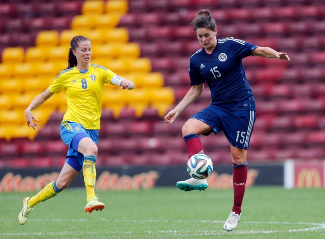 Beattie on the ball as Scotland face Sweden (Danny Lawson/PA).