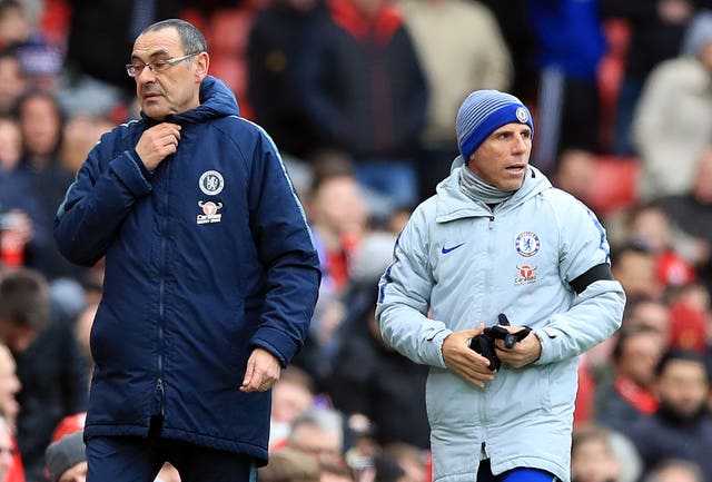 Maurizio Sarri, left, was unable to lead Chelsea to a surprise win at Liverpool (Peter Byrne/PA)