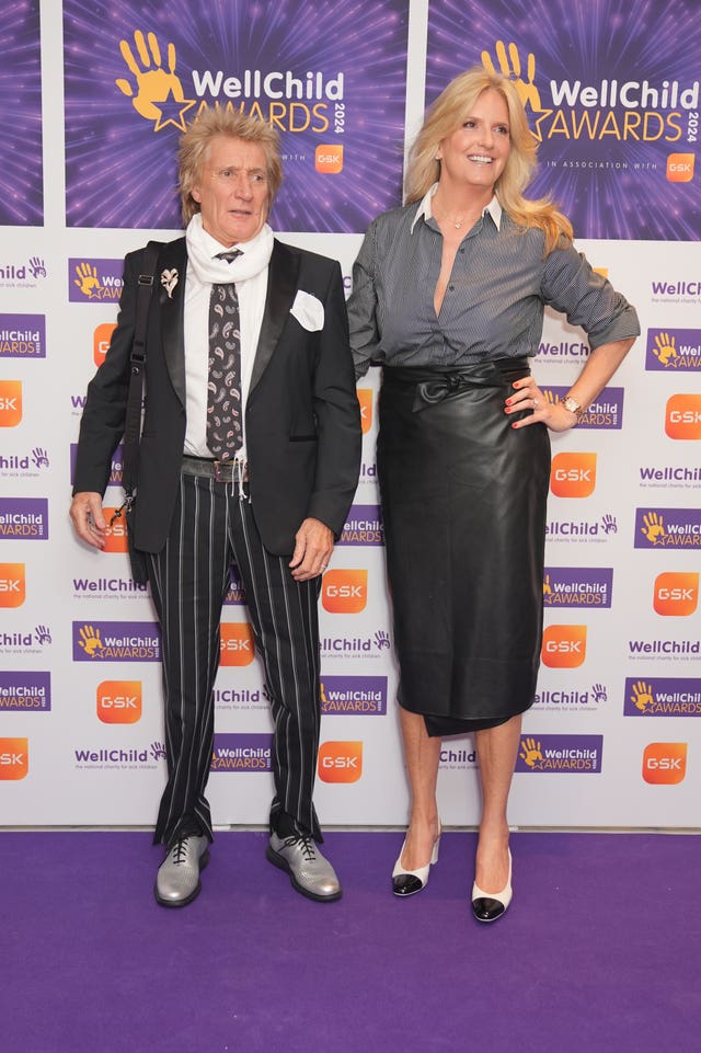 Sir Rod Stewart and his wife, Penny Lancaster arrive for the annual WellChild Awards 2024