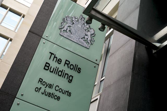The trial is taking place at the Rolls Building in London (Jordan Pettitt/PA)