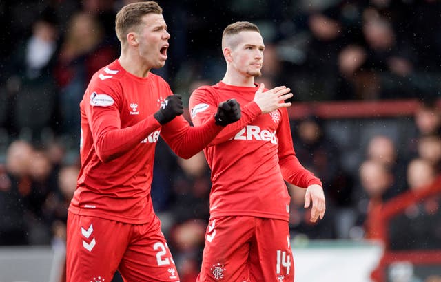 Ryan Kent, right, celebrates his goal 