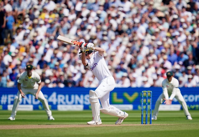 Zak Crawley, centre, clattered the first ball of the Ashes series for four  (David Davies/PA)