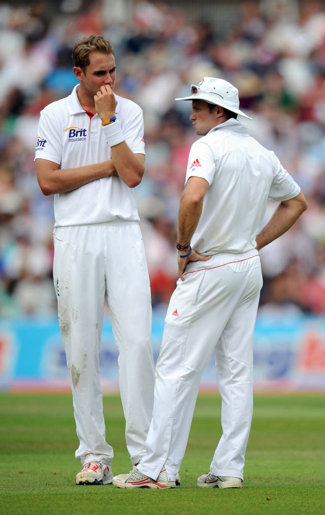 Stuart Broad sharing the field with Sir Andrew Strauss.