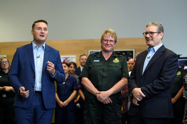 Sir Keir Starmer and Wes Streeting with ambulance workers