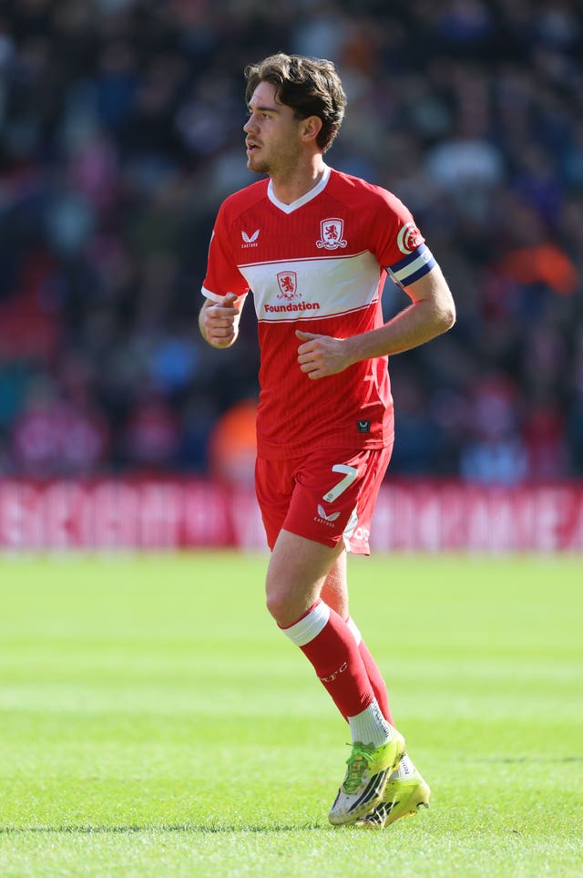 Middlesbrough’s Hayden Hackney during a Sky Bet Championship match against Bristol City