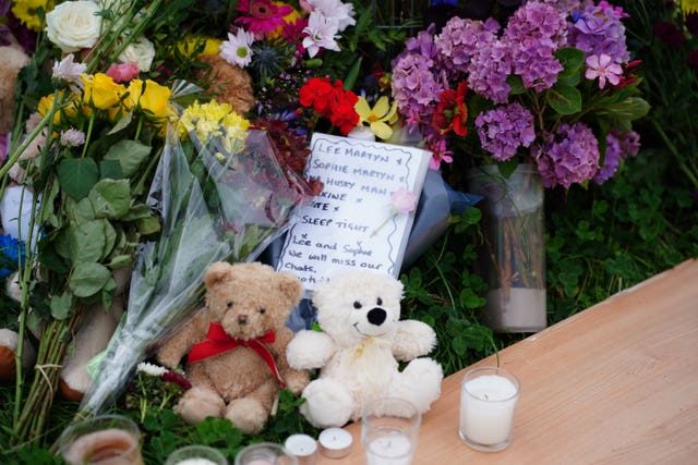 Floral tributes left in the Keyham area