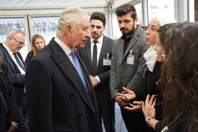 Charles talks with members of the Syrian diaspora community