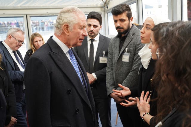Charles speaks with members of the Syrian diaspora community