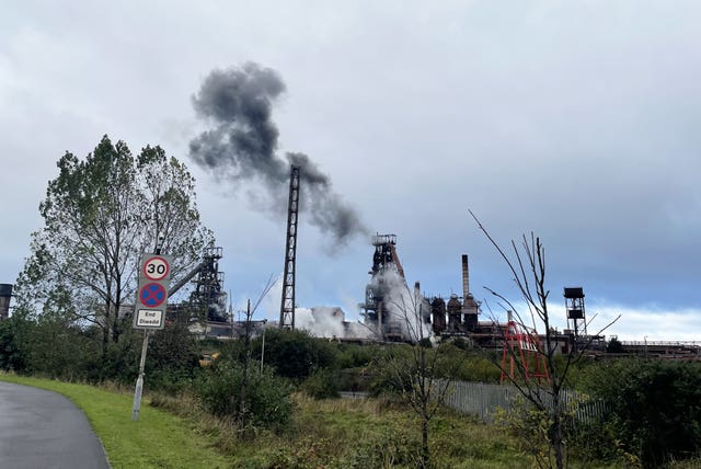 Smoke could be seen coming from the Port Talbot steelworks site as the blast furnace began to shut down