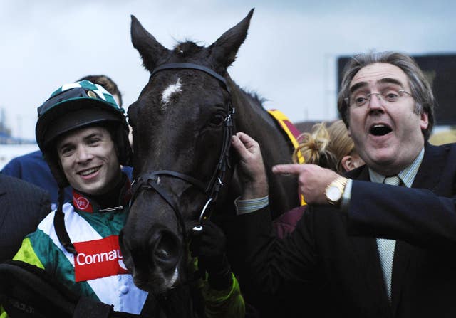 Denman and Sam Thomas with owner Harry Findlay after winning at Newbury in 2007