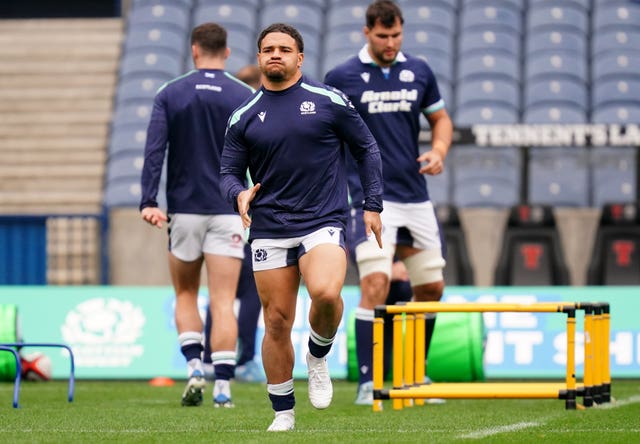 Sione Tuipulotu during the team run at Murrayfield