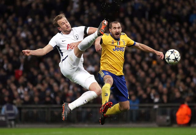 Kane, left, and Chiellini went to battle for Spurs and Juventus in the 2018 Champions League