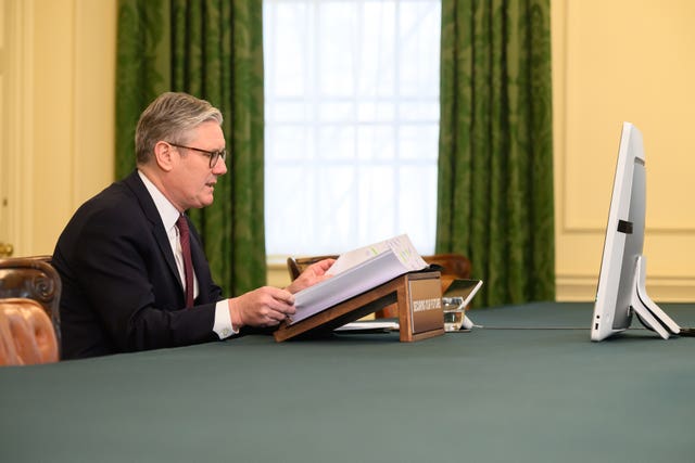 Sir Keir Starmer hosts the video conference call with world leaders 