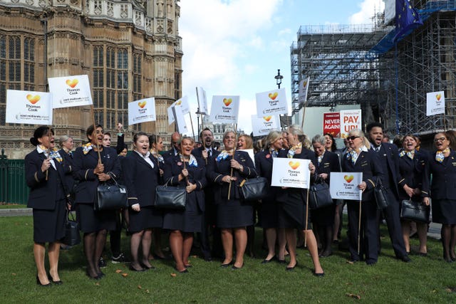 Ex-Thomas Cook employees protest outside Parliament 