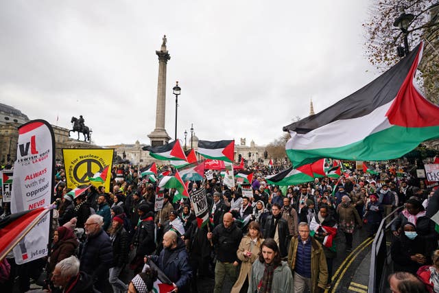 Protesters in Trafalgar Square