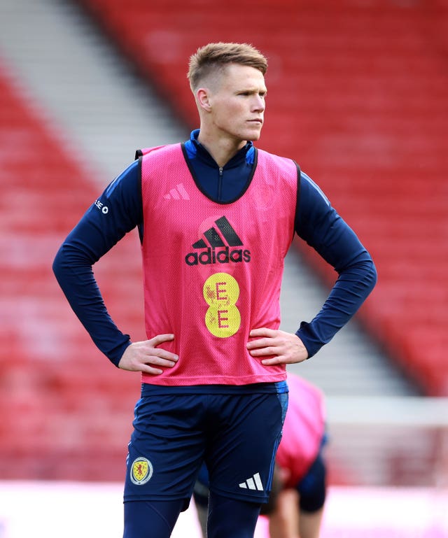 Scott McTominay during a training session at Hampden