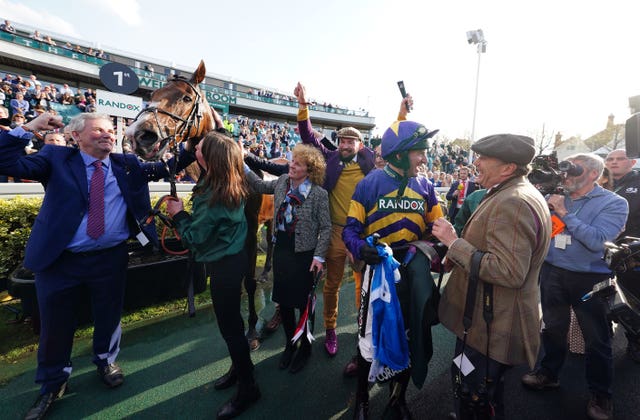 Corach Rambler with connections in the Aintree winner's enclosure